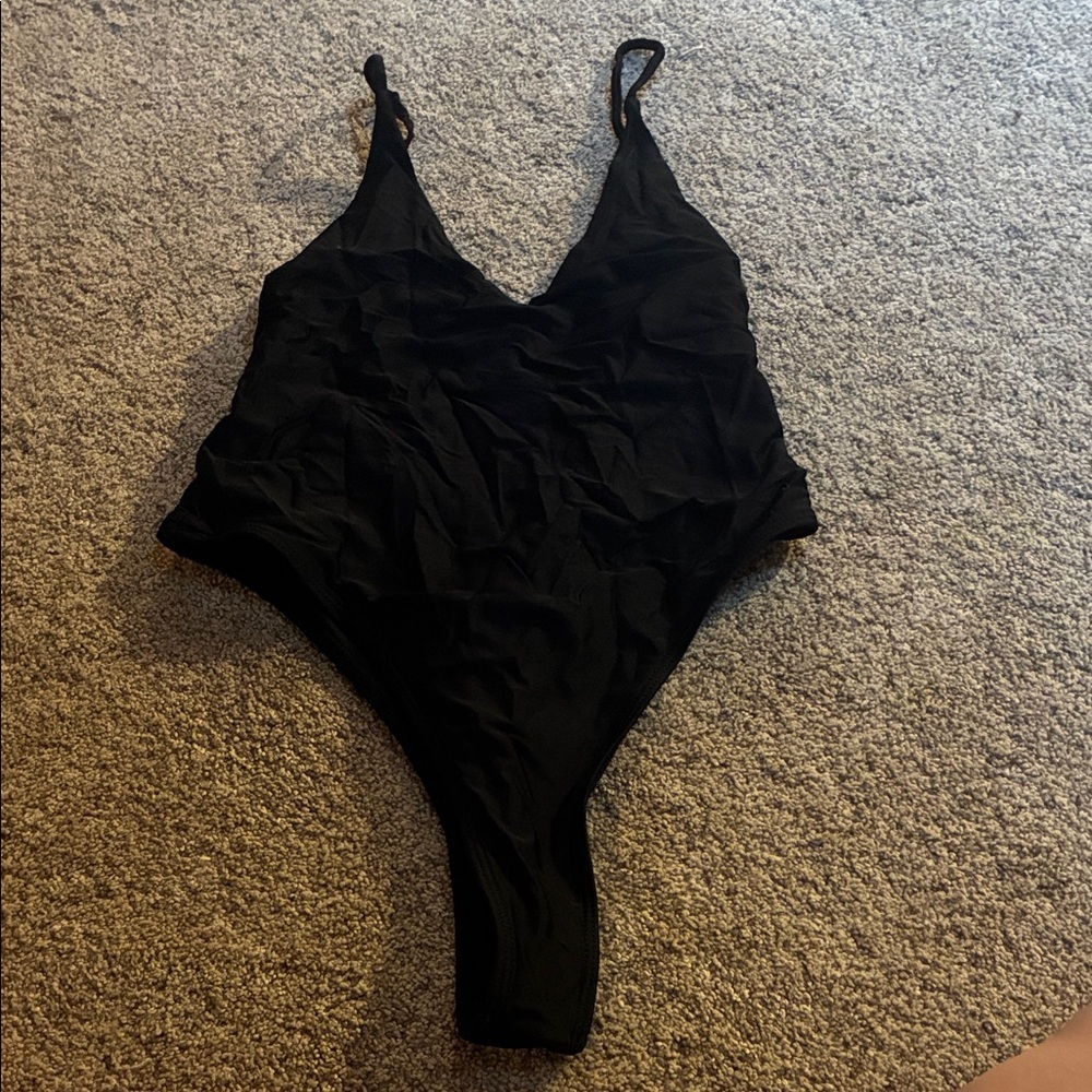 SHEIN Black One-Piece Swimsuit Thong Size Medium - Picture 2 of 10